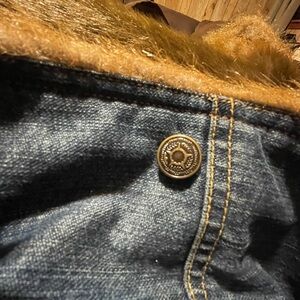 Marvin Richards Blue Jean Jacket with Brown Fur Collar